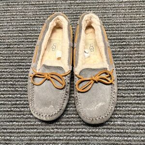 UGG Gray Suede Moccasins with Tan Laces